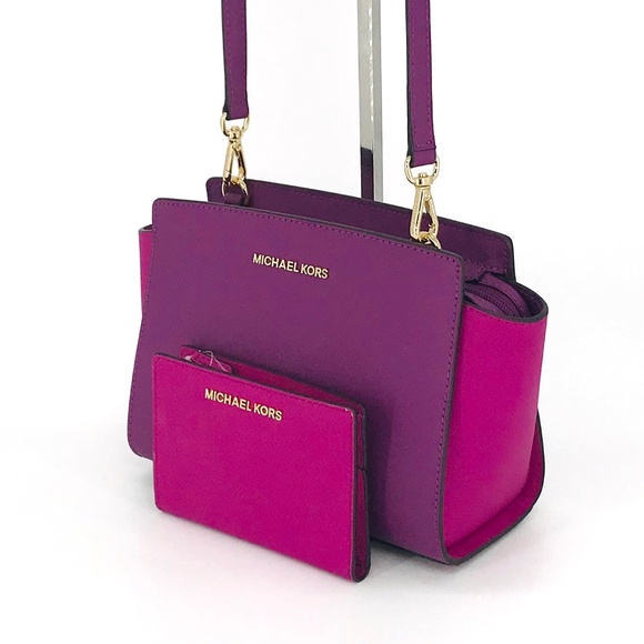 2PCS Michael Kors Selma Messenger Bag Wallet Set - Picture 2 of 8